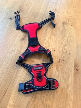 Barkbay Red & Black Padded Dog Harness - Medium